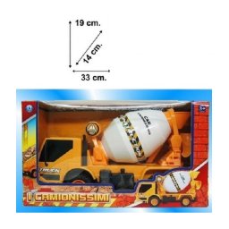 Trade Shop - Betoniera Box Camion 19x33x14 Cm Cantiere Costruzioni Ruota Gioco Bambini Bimbo -