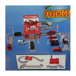 Trade Shop - Parcheggio Vigili Del Fuoco 60 X 55 Cm Da 35 Pezzi Con 3 Macchine Camion -