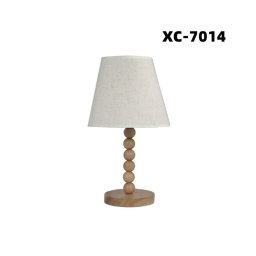 Trade Shop - Lampada Tavolo Con Base In Legno Con Motivo Paralume Bianco Attacco E27 Xc-7014 -