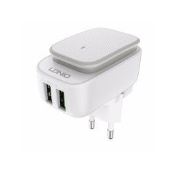 Trade Shop - Lampada Led Touch Con Caricabatterie 2 Porte Usb Da Viaggio Per Android Samsung -