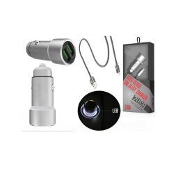 Trade Shop - Kit Alimentatore 2 Porte Usb Adattatore Auto 3.6a Cavo 12v 220v Samsung Android -