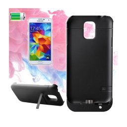 Trade Shop - Custodia Cover Con Batteria Interna X Samsung Galaxy S5 Carica Batteria 3800 Mah -