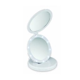 Trade Shop - Doppio Specchio Eclipse Con Led Ingrandimento 5x Make Up Trucco Donna -