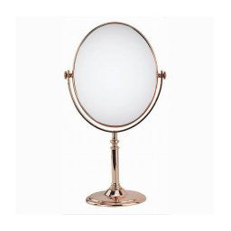 Trade Shop - Specchio Tavolo Make Up Trucco Accessorio Bagno Oro Rosa Donna 28 Cm Ovale 69416 -