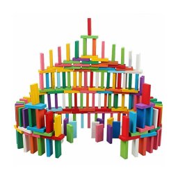 Trade Shop - Gioco Domino Mattoncini Legno Colorati 54 Pezzi Costruzioni Educativo -
