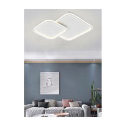 Trade Shop - Plafoniera Lampadario Soffitto Led Design A 2 Rombi Bianco Moderno 60 W Pn-24-3c -