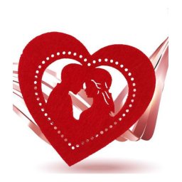 Trade Shop - Set 4pz Sottobicchieri 11cm San Valentino Forma Cuore Tessuto Rosso Feltro 95448 -