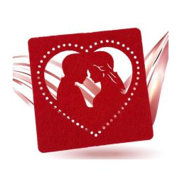 Trade Shop - Set 4 Pz Sottobicchieri 10x10cm Quadrato Cuore Tessuto Rosso San Valentino 95455 -
