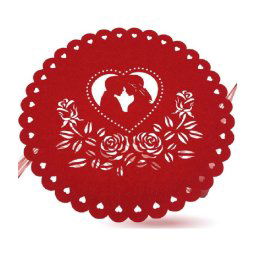 Trade Shop - Tovaglietta 33cm Forma Tonda Con Innamorati In Tessuto Rosso San Valentino 95479 -