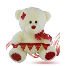 Trade Shop - Orso Peluche Con Fiocco Festone Ti Amo Tanto Tanto Tanto 30cm San Valentino 93864 -
