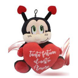 Trade Shop - Peluche Coccinella Con Cuore 22 Cm Porta Fortuna San Valentino Con Laccio 95363 -