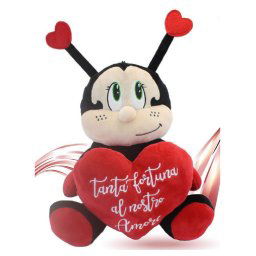 Trade Shop - Coccinella In Peluche Con Cuore 30 Cm Porta Fortuna Regalo San Valentino 95370 -