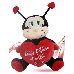 Trade Shop - Coccinella Peluche Da 55 Cm Con Cuore Regalo Porta Fortuna San Valentino 95387 -