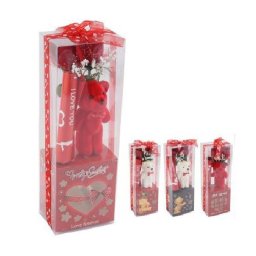 Trade Shop - Orsetto Peluche Con Fiore Confezione Regalo Per San Valentino 10x7.5x30cm 63300 -