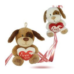 Trade Shop - Cane Peluche Con Cuore Scritta "i Love You" 22cm Con Laccio San Valentino 93697 -