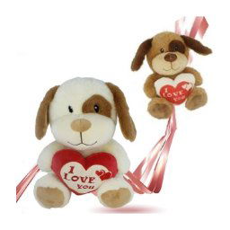 Trade Shop - Peluche Cane Con Cuore Scritta "i Love You" 30cm Idea Regalo San Valentino 93703 -