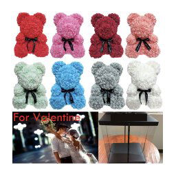 Trade Shop - Orsacchiotto Orsetto Orso Di Rose Con Fiori Artificiali Da 25cm San Valentino -