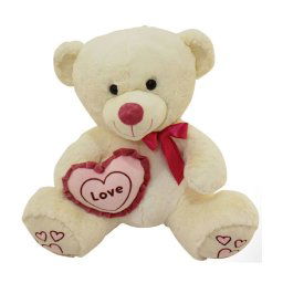Trade Shop - Peluche Orso Con Cuorel 55cm Pupazzo Bambini Orsacchiotto Morbido San Valentino -