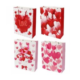Trade Shop - Set 6 Buste Da Regalo Per San Valentino Cuori 18x23x8.5cm 71091 Modelli Assortiti -