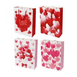 Trade Shop - Set 6 Buste Da Regalo Per San Valentino Cuori 31x11x42cm 71093 Modelli Assortiti -