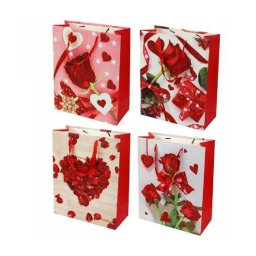 Trade Shop - Set 6 Pz. Buste Da Regalo 30x40x12cm Borsa San Valentino Rose Vari Modelli 71100 -
