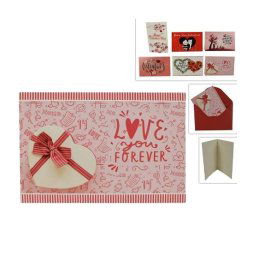 Trade Shop - Set 3 Biglietti Bigliettini Auguri San Valentino Amore Love 6 Fantasie Assortite -