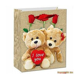 Trade Shop - Set 6 Buste Regalo San Valentino Busta 10.5x26x32cm 63988 Varie Stampe Orso Cuore -