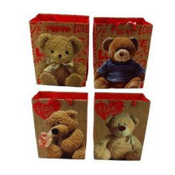Trade Shop - Set 6 Buste Regalo San Valentino Orso Sacchetto 26x32x12.5cm 59520 Vari Modelli -