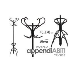 Trade Shop - Attaccapanni Appendiabiti Piantana In Metallo Ganci Moderno Nero 45x170cm 756658 -
