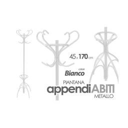 Trade Shop - Attaccapanni Appendiabiti Piantana Metallo Bianco Ganci Moderno 45x170cm 756689 -