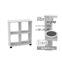 Trade Shop - Mobile Libreria Ermes Scaffale Basso 4 Scomparti Legno Bianco 60x24x68cm 715624 -