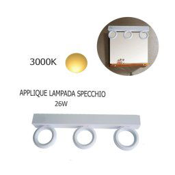 Trade Shop - Applique Lampada Moderno Da Parete Muro Specchio 26w Bagno 135 Led 2835 Smd Luce - -bianco Caldo -