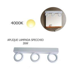 Trade Shop - Applique Lampada Moderno Da Parete Muro Specchio 26w Bagno 135 Led 2835 Smd Luce - -bianco Naturale -