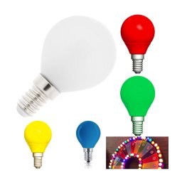 Trade Shop - Lampadina Led E14 Mini Globo 220v Colore Verde Blu Viola Bianco Caldo Freddo 2w - -bianco Freddo -