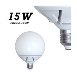 Trade Shop - Lampada Led 15w Watt E27 Bianco Caldo Freddo Sfera Opaca Globo - -bianco Caldo -
