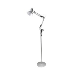 Trade Shop - Lampada A Piantana Da Terra Braccio Orientabile Luce Lettura In Metallo E27 D15 - Argento