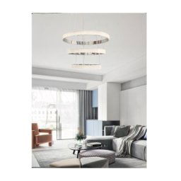 Trade Shop - Lampadario Led 62w Design Ad Anelli Effetto Cristallo Luce 4000k 6500k 3000k Lp-26b - -bianco Naturale -