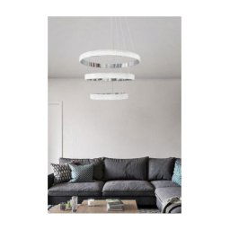 Trade Shop - Lampadario Led 62w Design Ad Anelli Effetto Cristallo Luce 4000k 6500k 3000k Lp-26b - -bianco Freddo -