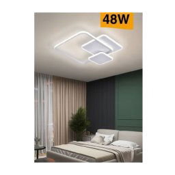 Trade Shop - Lampada Soffitto Plafoniera Led 48w Moderno 3 Quadrati Luce 6500k 4000k 3000k C31 - -bianco Naturale -