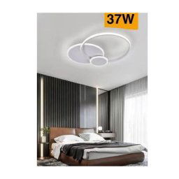 Trade Shop - Plafoniera Led Design Moderno 3 Cerchi 37 Watt Luce Fredda Naturale Calda C32 - -bianco Naturale -