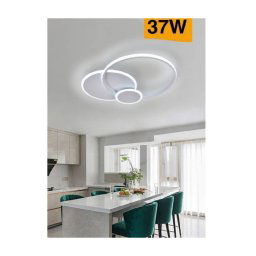 Trade Shop - Plafoniera Led Design Moderno 3 Cerchi 37 Watt Luce Fredda Naturale Calda C32 - -bianco Freddo -