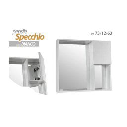 Trade Shop - Specchiera Pensile Specchio Mobiletto Parete Bagno Armadietto 73x12x63cm 808975 -