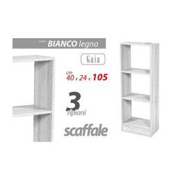 Trade Shop - Libreria 3 Ripiani Scaffale 105x40x24cm Mensole In Legno Bianco Moderno 768934 -