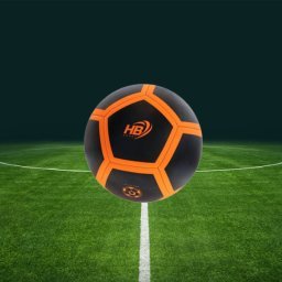 Trade Shop - Pallone Palla Da Calcio Calcetto Nero E Arancione 21cm Partita Allenamento 06567