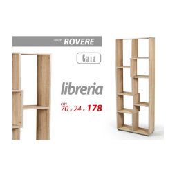 Trade Shop - Libreria H178x70x24 Cm Ripiani Legno Rovere Mobile Scaffale Moderno Gaia 770722 -