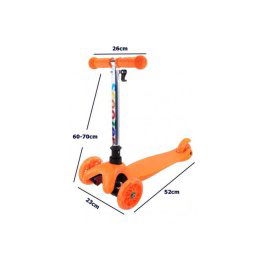 Trade Shop - Monopattino 3 Ruote Per Bambino/bambina Altezza Regolabile Con Luci Led E Freno - Arancione