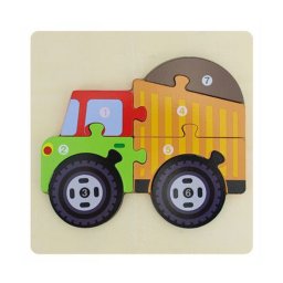 Trade Shop - Puzzle 3d Blocchi Legno Forma Di Camion Educativo Colorato Gioco Bambini Animali -