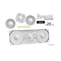 Trade Shop - Set 3 Pezzi Specchi Da Parete Decorativi Tondi Specchio 25 Cm In Plastica 813016 -