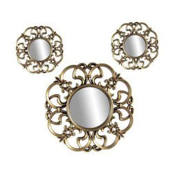 Trade Shop - Set 3pz Specchi Parete Decorativi Oro Bronzo Libera Installazione 20-35cm 836893 -