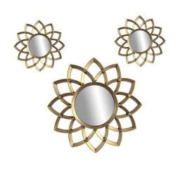 Trade Shop - Set 3 Specchi Parete Decorativi Oro Anticato Libera Installazione 25-35cm 836916 -